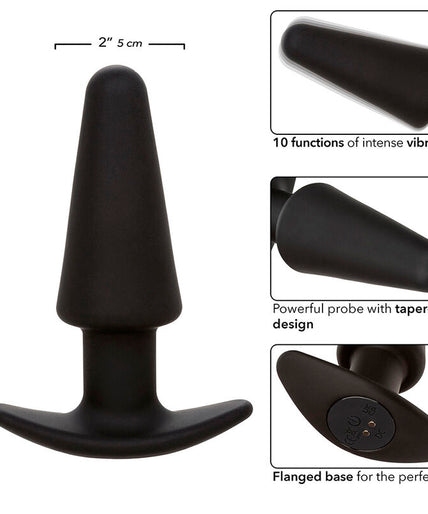 CALEXOTICS - ROCK BOTTOM TAPERED ANAL PLUG 10 VIBRACIONES SILICONE BLACK