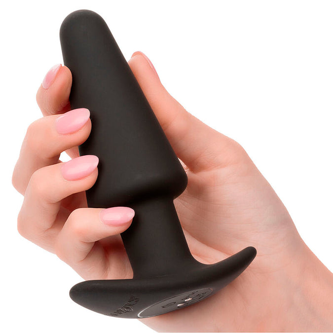 CALEXOTICS - ROCK BOTTOM TAPERED ANAL PLUG 10 VIBRATIES SILICONE ZWART