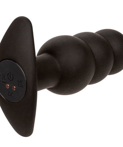 CALEXOTICS - ROCK BOTTOM BEADED ANAL PLUG 10 VIBRATIONS SILICONE BLACK
