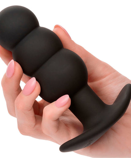 CALEXOTICS - ROCK BOTTOM BEADED ANAL PLUG 10 VIBRATIONS SILICONE BLACK