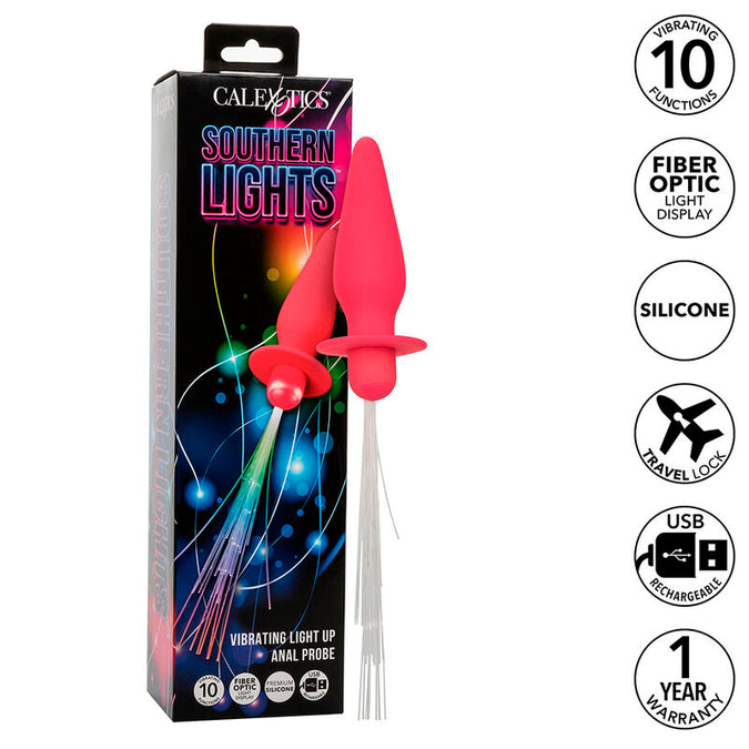 Calexotics – Southern Lights Light Up Anaalplug met 10 Vibraties, Siliconen, Roze