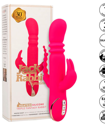 CALEXOTICS - JACK FANTASY TRIPLE VERWARMDE VIBRATOR RABBIT ROZE