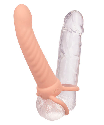 CALEXOTICS - MAXX RIBBED DUAL PENETRATOR 10 VIBRATIONS FLESH
