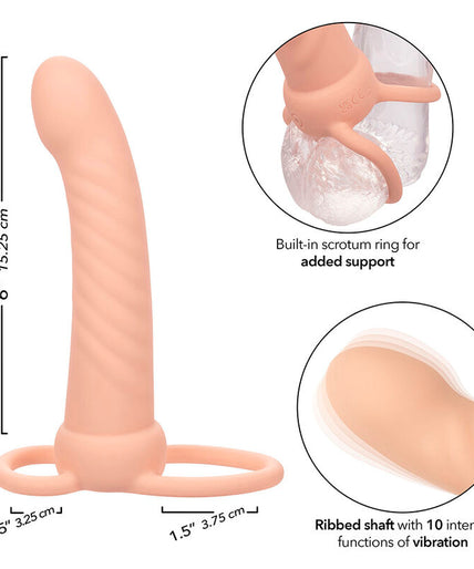 CALEXOTICS - MAXX RIBBED DUAL PENETRATOR 10 VIBRATIONS FLESH