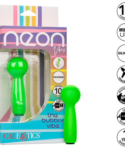 CALEXOTICS - NEON VIBES THE BUBBLY VIBE MINI MASSAGER 10 VIBRATIONS GREEN