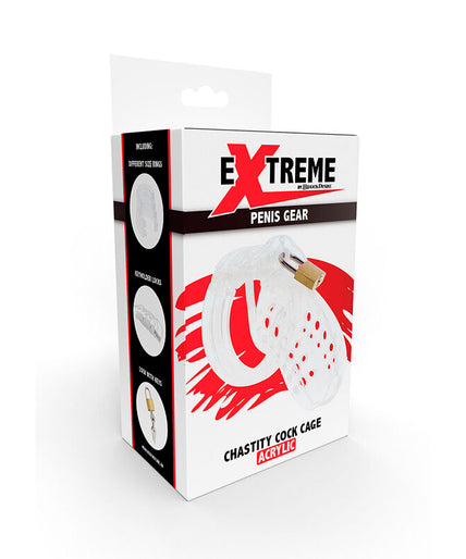 HIDDEN DESIRE - EXTREME CHASTITY COCK CAGE ACRYLIC ADJUSTABLE CLEAR