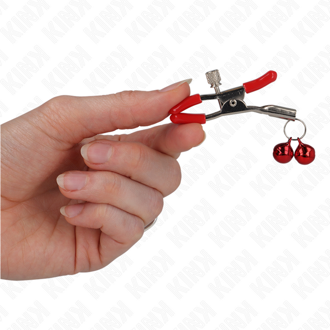 Kink – Rote doppelte Glocken-Brustwarzenklemme Rot 6 cm