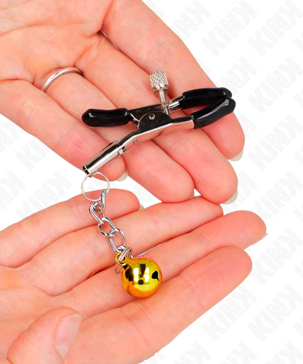 KINK - GOLD JINGLE BELL PENDANT NIPPLE CLAMPS 6 CM
