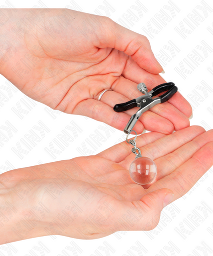 KINK - GLASS BEAD NIPPLE CLAMPS SILVER 6 CM