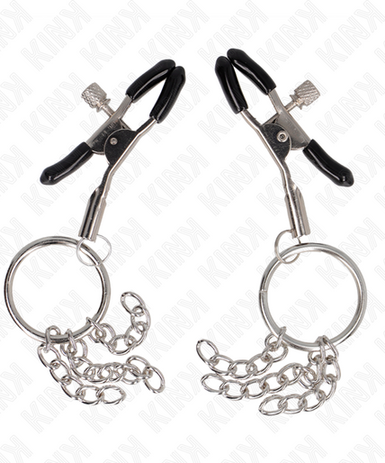KINK - O RING NIPPLE CLAMP AND LITTLE CHAIN SILVER 6 CM