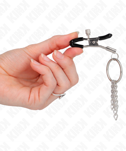 KINK - O RING NIPPLE CLAMP AND LITTLE CHAIN SILVER 6 CM