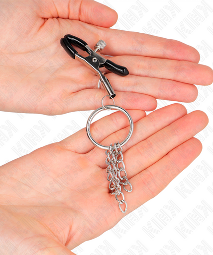KINK - O RING NIPPLE CLAMP AND LITTLE CHAIN SILVER 6 CM