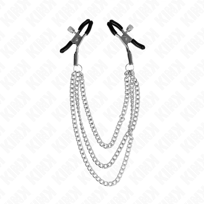Kink – Nipple Clamps With 3 Chains Silver 20/23/28 Cm