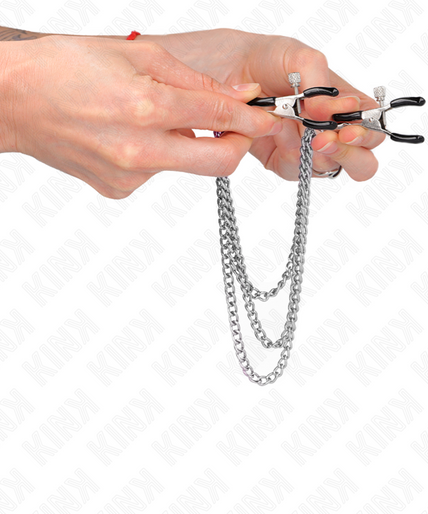 KINK - NIPPLE CLAMPS WITH 3 CHAINS SILVER 20/23/28 CM