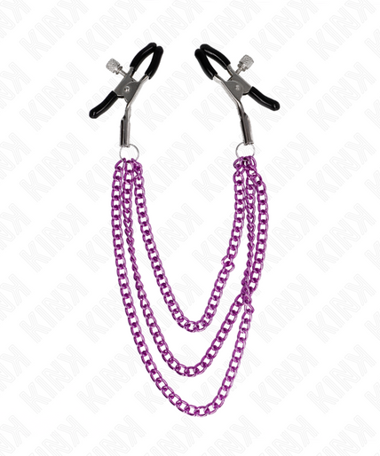KINK - NIPPLE CLAMPS WITH 3 CHAINS PURPLE 20/23/28 CM