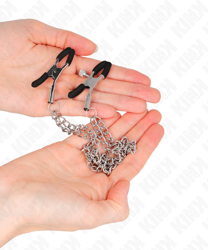 KINK - NIPPLE CLAMPS WITH 2 THICK CHAINS SILVER 20/23 CM
