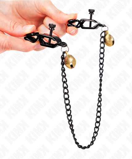 KINK - FLAT CHAIN NIPPLE CLAMPS AND BELL SILVER 30 CM