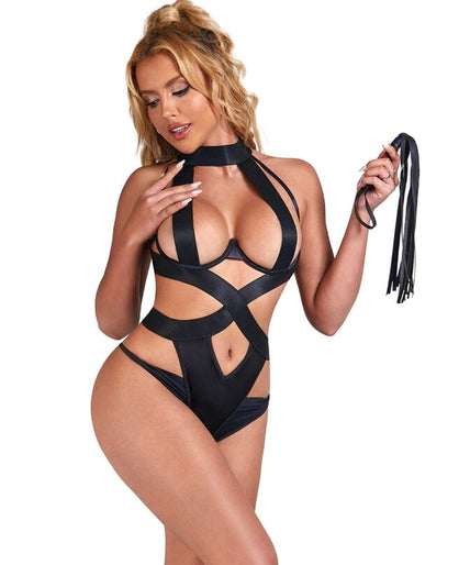 SUBBLIME - SEXY HALTER BODY MET HARNESS ZWART S/M