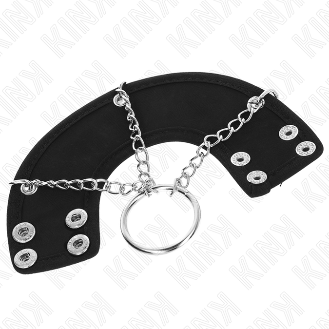 Kink – Penis Ring 4 Cm Chain 7 Cm Metal With Leather Belt