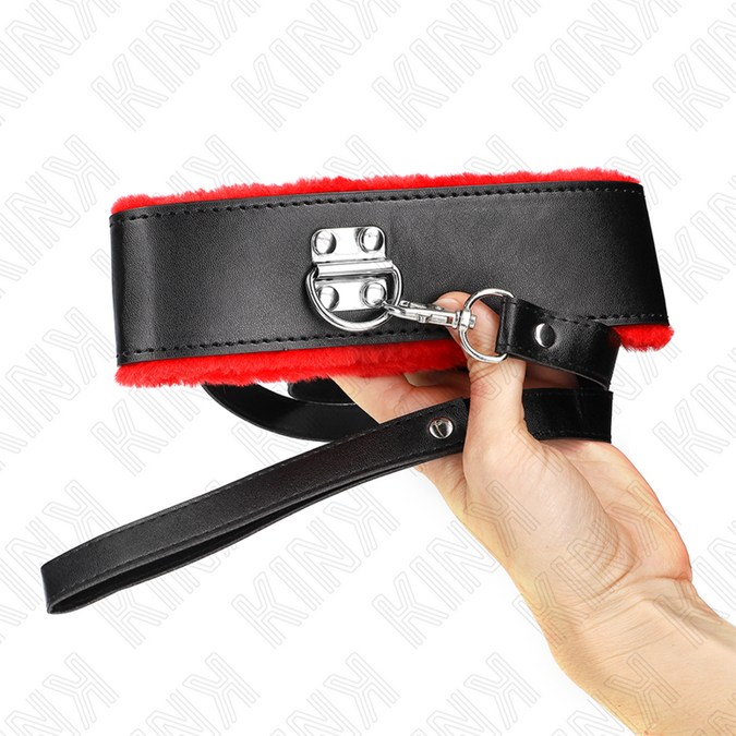 Kink – Necklace With Belt 116 Cm With Red Leather Strap Adjustable 40 – 48 Cm X 6 Cm