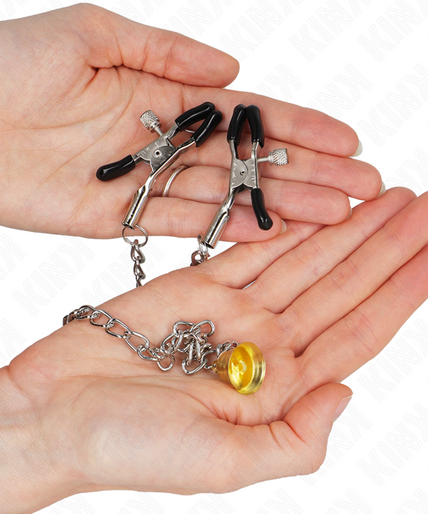 KINK - CHAIN NIPPLE CLAMPS WITH HORN PENDANT 30 CM