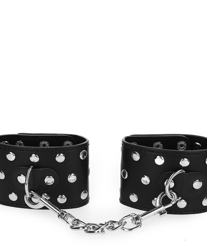 KINK - WRIST RESTRAINTS WITH SNAP FASTEN FULL OF RIVETS BLACK ADJUSTABLE 19-24 CM X 5.5 CM