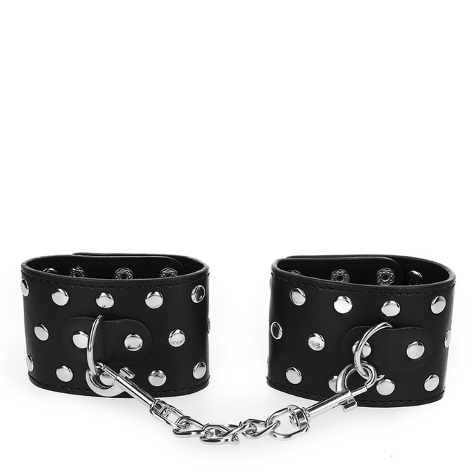 KINK - HANDBOEIEN MET KLIKSLUITING VOL MET RIVETTEN ZWART VERSTELBAAR 19-24 CM X 5.5 CM