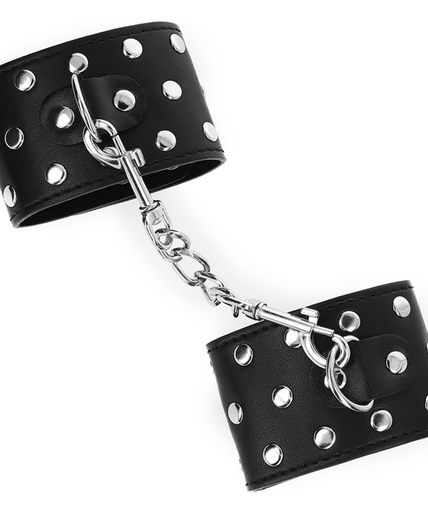 KINK - WRIST RESTRAINTS WITH SNAP FASTEN FULL OF RIVETS BLACK ADJUSTABLE 19-24 CM X 5.5 CM