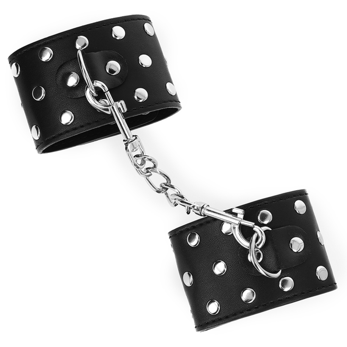 KINK - HANDBOEIEN MET KLIKSLUITING VOL MET RIVETTEN ZWART VERSTELBAAR 19-24 CM X 5.5 CM
