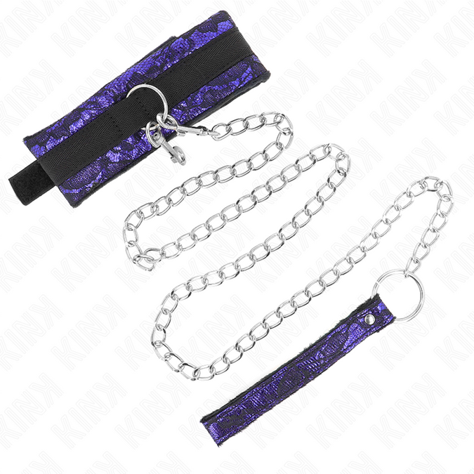 KINK - KORTE FLUWELEN KANTEN KETTING MET RIEM 105 CM MET NYLON AFWERKING 44 X 5,5 CM