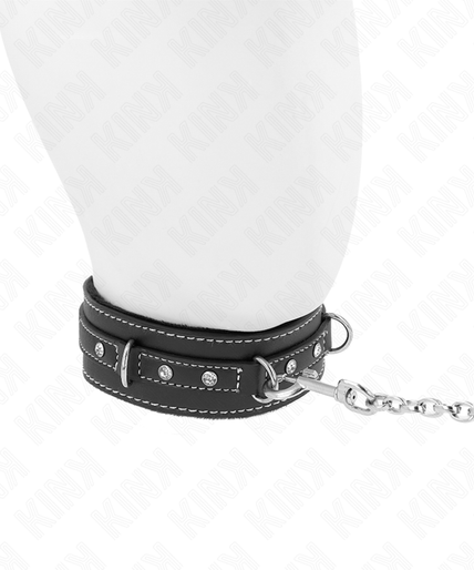 KINK - PVC LEATHER NECKLACE WITH BELT 105 CM RHINESTONE RIVET 41.5 X 4 CM