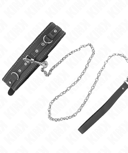 KINK - PVC LEATHER NECKLACE WITH BELT 105 CM RHINESTONE RIVET 41.5 X 4 CM