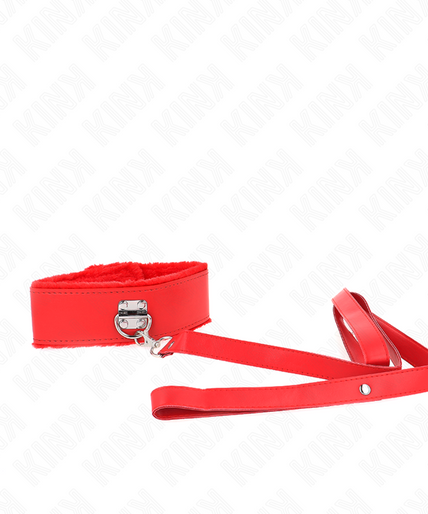 KINK - NECKLACE WITH LEASH 116 CM WITH SILVER STUDS MODEL 4 RED ADJUSTABLE 40-48 CM X 6 CM