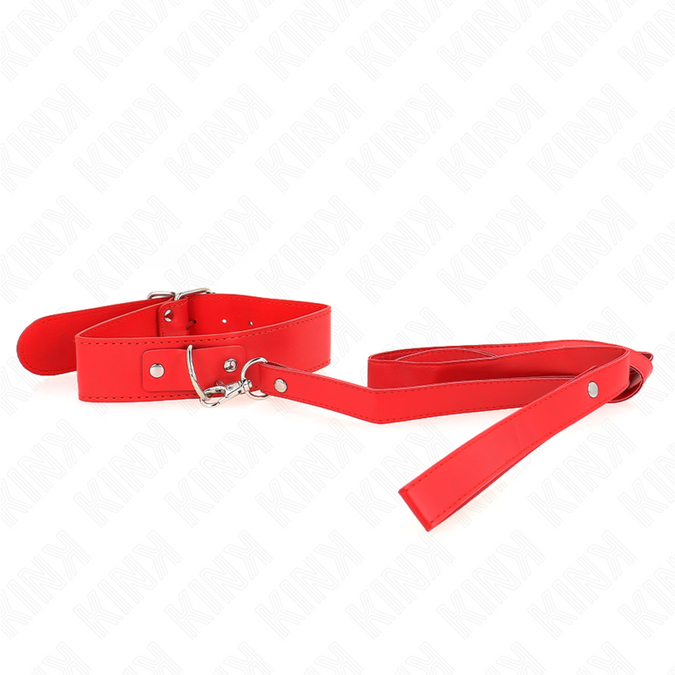 KINK - KETTING MET RIEM 116 CM ROOD VERSTELBARE BAND 32-50 CM X 8 CM