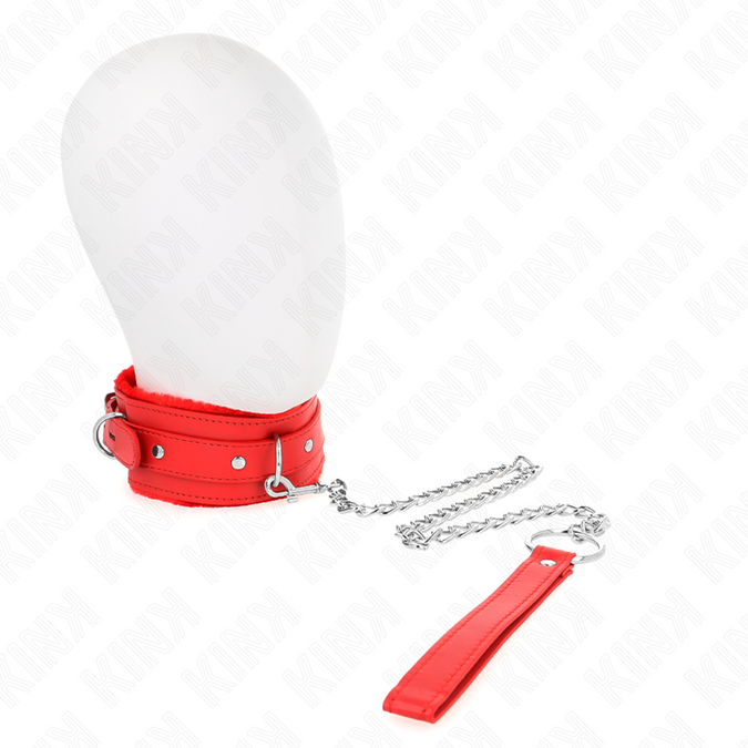 Kink – Halsband met riem 65 cm met beperkingen Rood 36 – 42 cm x 5,5 cm
