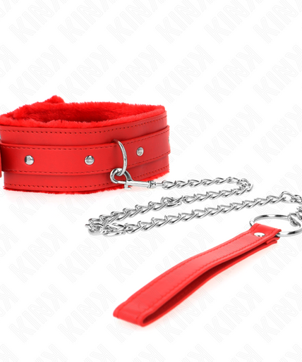 KINK - COLLAR WITH LEASH 65 CM WITH RESTRICTIONS RED 36-42 CM X 5.5 CM