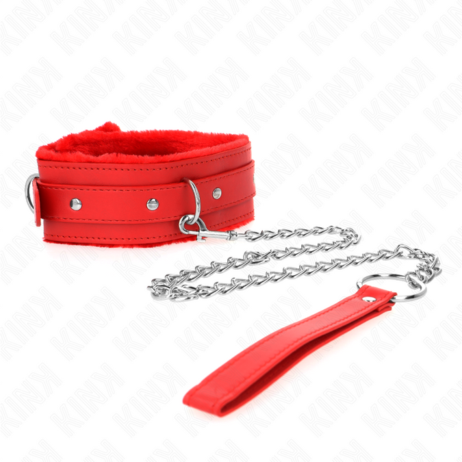 Kink – Halsband met riem 65 cm met beperkingen Rood 36 – 42 cm x 5,5 cm