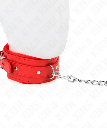 KINK - COLLAR WITH LEASH 65 CM WITH RESTRICTIONS RED 36-42 CM X 5.5 CM