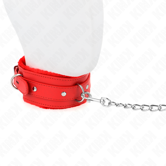 Kink – Halsband met riem 65 cm met beperkingen Rood 36 – 42 cm x 5,5 cm