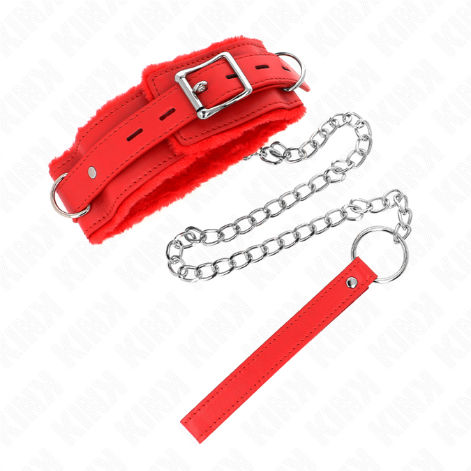 Kink – Halsband met riem 65 cm met beperkingen Rood 36 – 42 cm x 5,5 cm