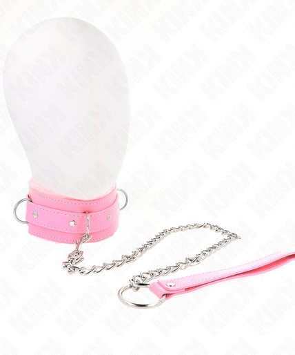 Kink – Collar With Leash 65 Cm With Restrictions Pink 36 – 42 Cm X 5.5 Cm