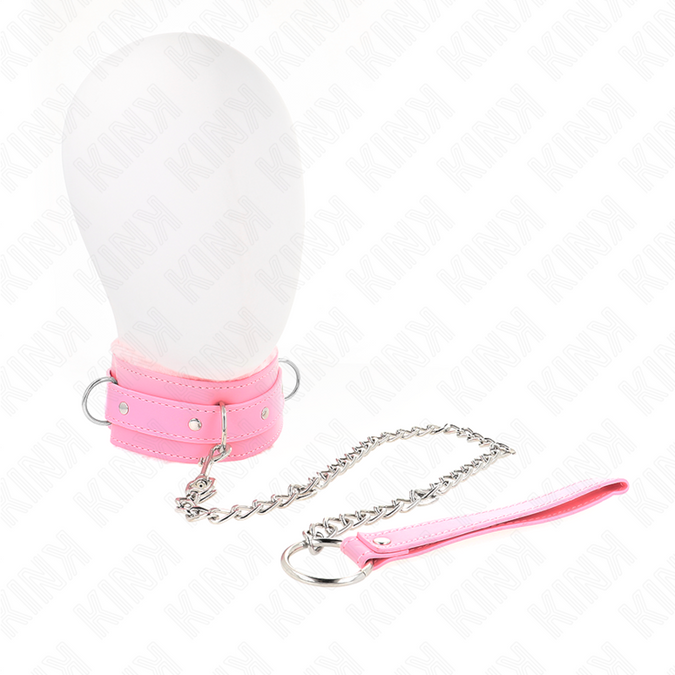 Kink – Collar With Leash 65 Cm With Restrictions Pink 36 – 42 Cm X 5.5 Cm