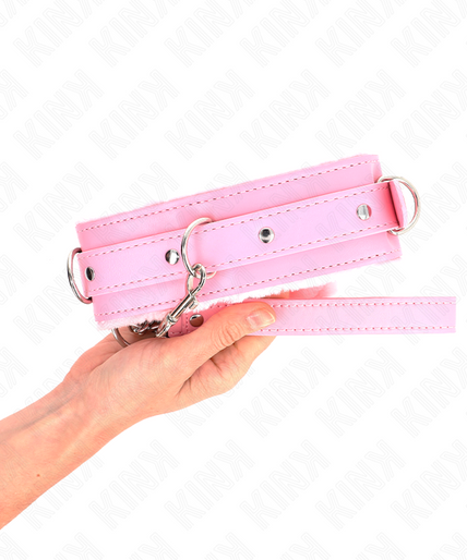 Kink – Collar With Leash 65 Cm With Restrictions Pink 36 – 42 Cm X 5.5 Cm