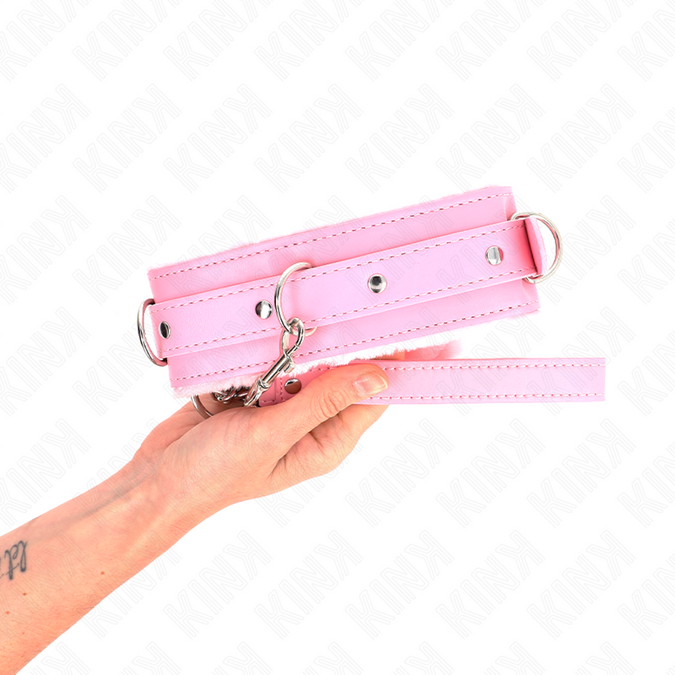 Kink – Collar With Leash 65 Cm With Restrictions Pink 36 – 42 Cm X 5.5 Cm