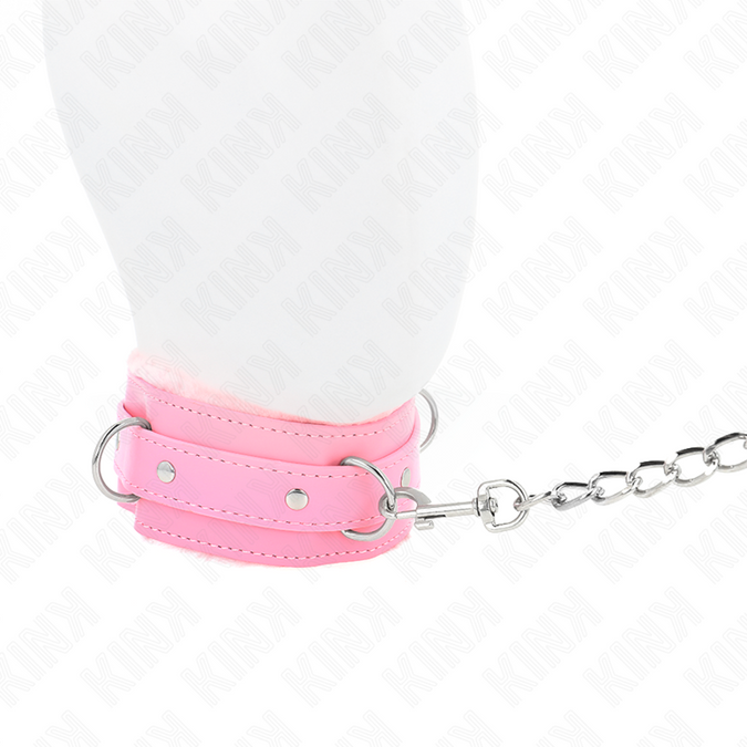 Kink – Collar With Leash 65 Cm With Restrictions Pink 36 – 42 Cm X 5.5 Cm
