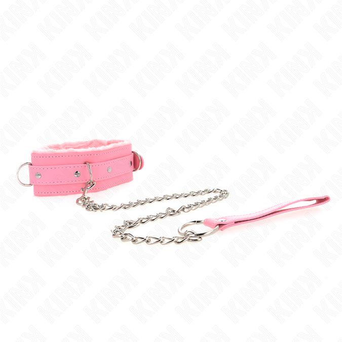 Kink – Collar With Leash 65 Cm With Restrictions Pink 36 – 42 Cm X 5.5 Cm