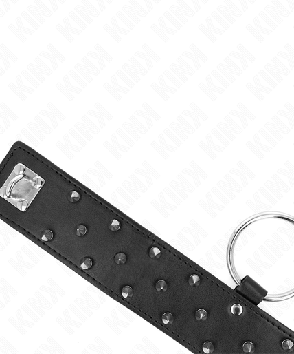 KINK - NECKLACE WITH LEASH 65 CM WITH SILVER STUDS MODEL 5 ADJUSTABLE 36-43 CM X 5 CM