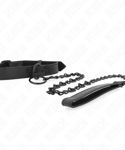 KINK - COLLAR WITH DARK LEASH 65 CM ADJUSTABLE 37-54 CM X 3 CM