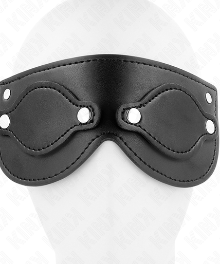 KINK - LEATHERETTE MASK WITH DETACHABLE EYE COVERS 22 x 9 CM