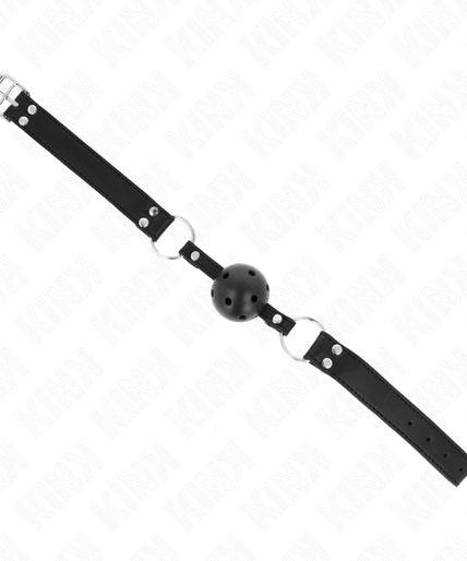 KINK - BREATHABLE BALL 4 CM GAG WITH DOUBLE RIVET MODEL 1 BLACK 62.5 x 2.5 CM ADJUSTABLE 42-58 CM